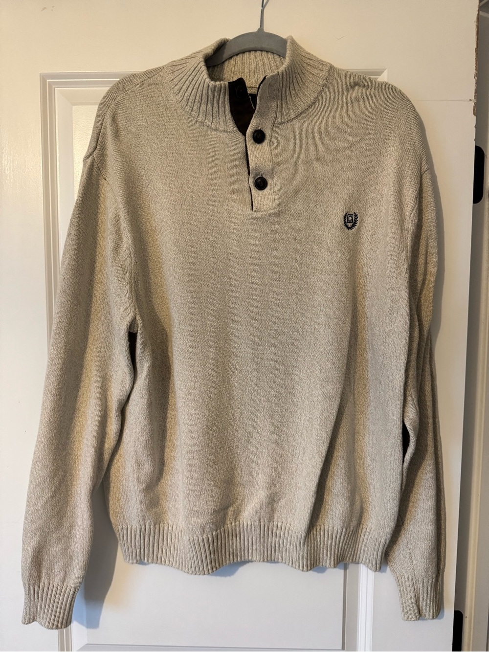 Chaps Men's Cream Shawl-Collar Zip-Up Sweater